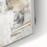 Close-up view of modern abstract architecture wall art, featuring a sleek acrylic glass finish with intricate geometric patterns and vibrant colors, perfect for contemporary decor.