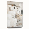 Abstract architectural wall art displayed in a side view, showcasing vibrant colors and sleek design, mounted with pins on a modern surface, perfect for contemporary decor.