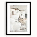 Abstract architectural wall art framed in black with a white mat, showcasing geometric shapes and lines, perfect for modern home decor.