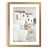 Abstract architectural wall art framed in gold, showcasing geometric patterns and a modern design, ideal for contemporary home decor or office spaces.