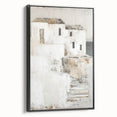 Framed abstract architecture wall art featuring bold black lines and geometric shapes, set against a white background, perfect for modern home decor.