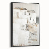Framed abstract architecture wall art featuring bold black lines and geometric shapes, set against a white background, perfect for modern home decor.