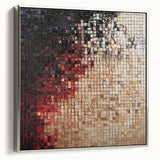 Framed abstract geometric canvas art in silver tones, showcasing modern design elements and sharp lines, perfect for contemporary home decor.