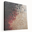 Abstract geometric stretched canvas artwork showcasing vibrant blue, yellow, and red shapes, emphasizing modern design elements for contemporary decor. Ideal for adding a pop of color to any living space or office environment.
