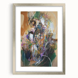 Abstract splatter art frame in silver with a mat, showcasing vibrant colors and dynamic patterns. Ideal for modern decor, enhancing any artistic space.
