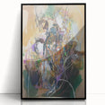 Framed acrylic artwork featuring abstract splatters in vibrant colors, displayed from the front against a sleek black background, ideal for modern home decor.
