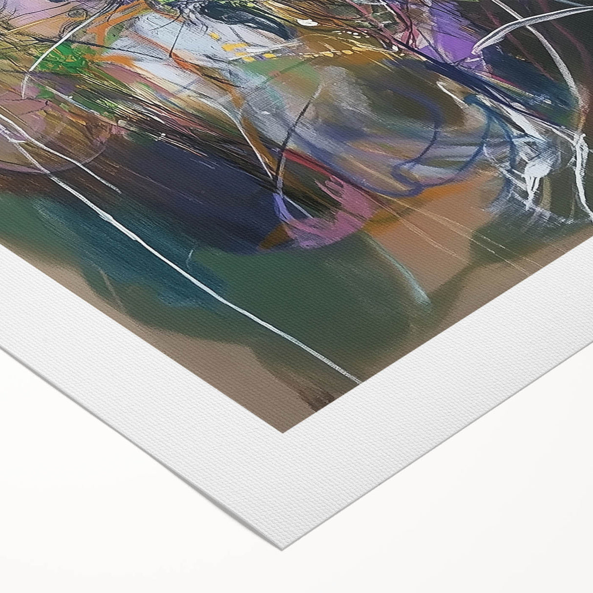 Colorful abstract splatters adorn this rolled canvas artwork, showcasing vibrant hues and dynamic patterns. Ideal for modern decor, it arrives carefully packaged in a protective cardboard tube. Perfect for art enthusiasts seeking unique wall art pieces.