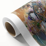 Abstract splatter art design on rolled canvas, showcasing vibrant colors and dynamic patterns, ideal for modern home decor. Packaged securely for delivery.