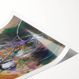 Abstract splatter art print showcasing vibrant colors with dynamic patterns, rolled for easy transport and perfect for modern home decor. Ideal for adding a unique touch to any space.