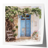Extra large wall art featuring a detailed Greek door design in muted earth tones on glossy photo paper.