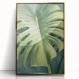 Framed wall art featuring a floral design with vibrant colors and gold accents, showcasing lush leaves and delicate flowers, perfect for modern home decor.
