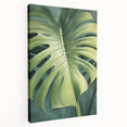 Stretched canvas wall art showcasing a vibrant floral design with green leaves, perfect for adding a natural touch to home decor. Ideal for botanical enthusiasts.