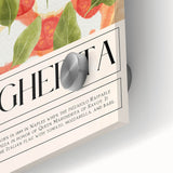 Large abstract wall art featuring an array of colorful food dishes on acrylic glass, ideal for dining room decor.