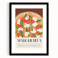 Extra large abstract art print featuring colorful, textured food dishes on a black framed canvas.