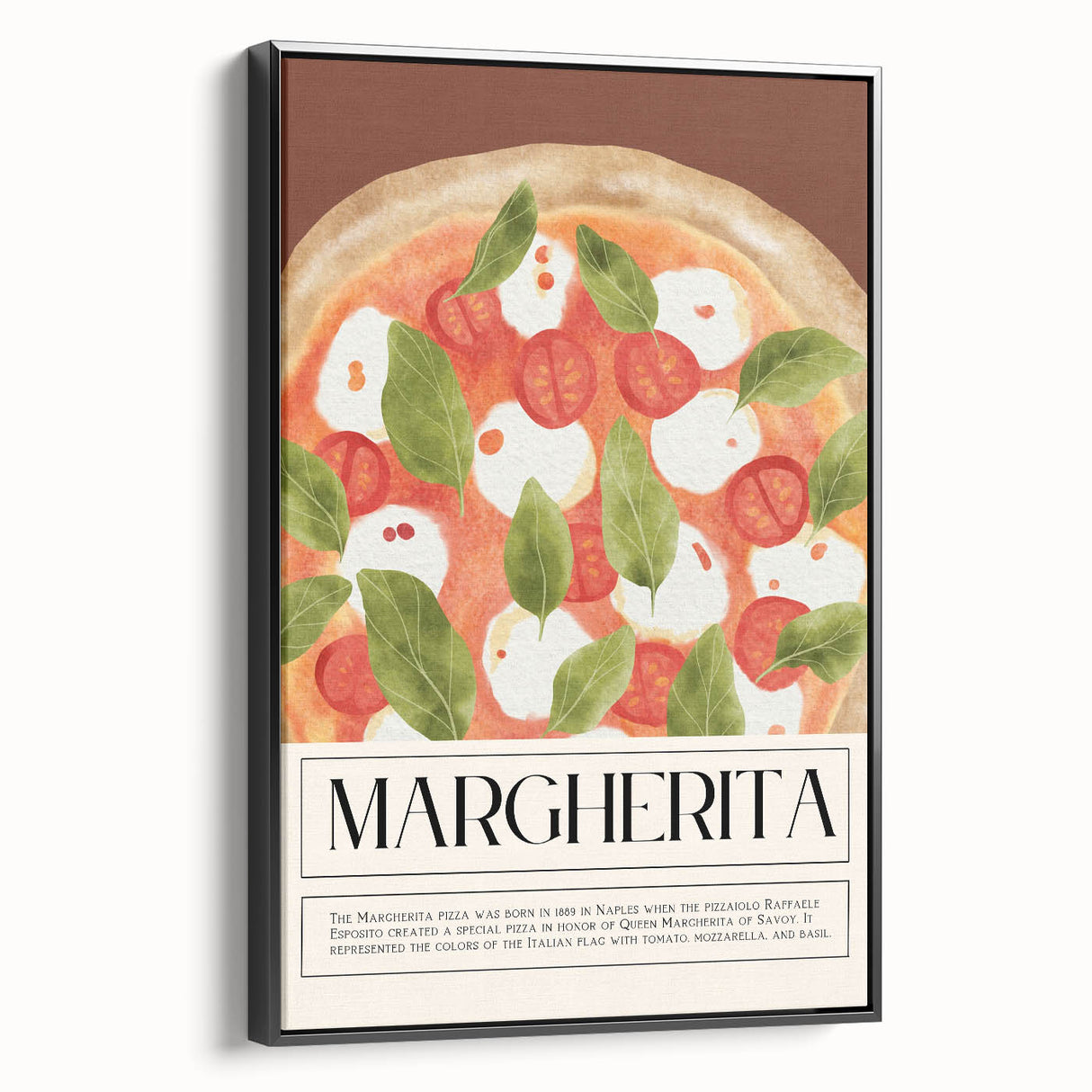 Black and white vintage poster art on framed canvas depicting various food dishes, suitable for bedroom wall decor.