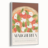 Vintage poster art of colorful food dishes on a framed canvas, ideal for extra large living room wall decor.