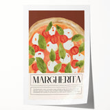 Extra large rolled print featuring a variety of food dishes in vibrant colors, ideal for art wall dining room.