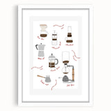 Abstract art print featuring swirling blue and green patterns on a white framed poster, suitable for dining room decor.