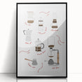 Large abstract wall art featuring mid-century modernist design in black and white tones on framed acrylic.