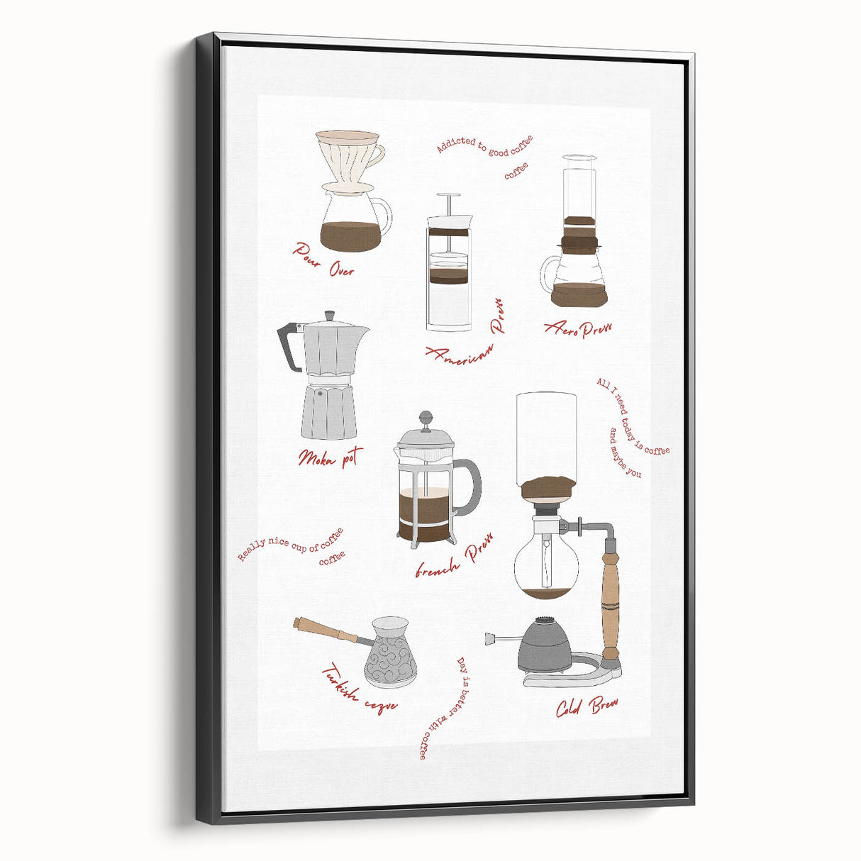 Black and white vintage poster art of a landscape on framed canvas, ideal for bedroom wall decor.