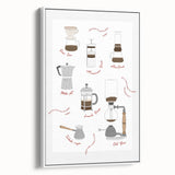 Extra large framed canvas featuring vintage poster art of colorful food and drinks on a black background.