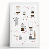 Large black and white stretched canvas featuring assorted kitchen utensils, ideal for kitchen wall art.