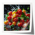 Rolled canvas print of assorted fruits in vibrant colors, ideal for art wall dining room.