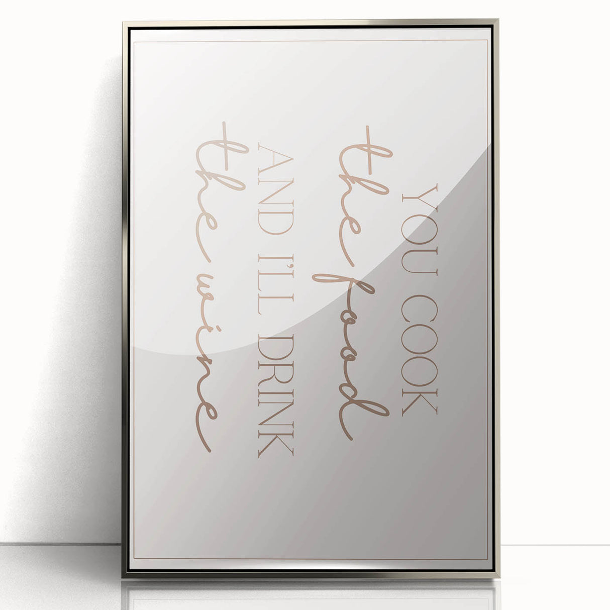 Mid-century modernist art deco poster featuring pastel-colored abstract shapes, framed in silver acrylic.