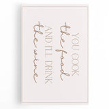 Black and white stretched canvas featuring a stylized coffee cup, ideal for kitchen wall art.