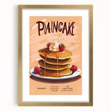 Extra large abstract art print featuring assorted pastries in textured style, framed in gold, ideal for living room decor.