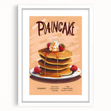 Abstract art print featuring assorted pastries in soft pastel shades, framed in white, ideal for dining room decor.