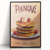 Large abstract wall art featuring assorted pastries in muted colors, framed in black acrylic, suitable for a modern kitchen.