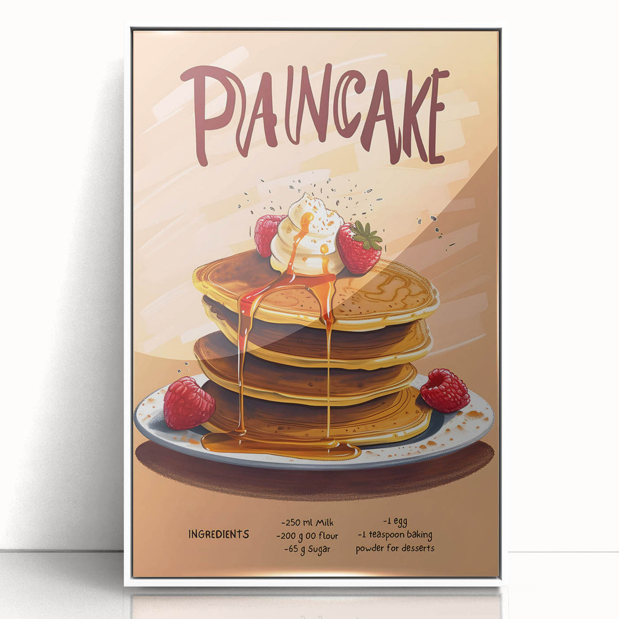 Art deco poster featuring an array of pastries in soft pastel colors, framed in white acrylic, suitable for nursery wall art.