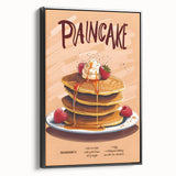 Black and white framed canvas featuring a vintage poster art of assorted pastries, ideal for bedroom wall decor.