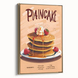 Framed canvas wall art featuring a vintage poster of assorted pastries, set against a black background.