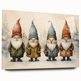 Festive Gnome Quartet – Playful Christmas Art Prints