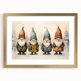 Festive Gnome Quartet – Playful Christmas Art Prints