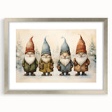Festive Gnome Quartet – Playful Christmas Art Prints