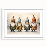 Festive Gnome Quartet – Playful Christmas Art Prints