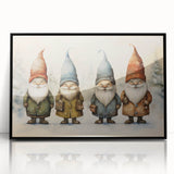 Festive Gnome Quartet – Playful Christmas Art Prints