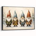 Festive Gnome Quartet – Playful Christmas Art Prints