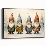 Festive Gnome Quartet – Playful Christmas Art Prints