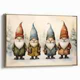 Festive Gnome Quartet – Playful Christmas Art Prints
