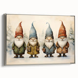 Festive Gnome Quartet – Playful Christmas Art Prints
