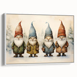 Festive Gnome Quartet – Playful Christmas Art Prints