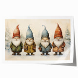 Festive Gnome Quartet – Playful Christmas Art Prints