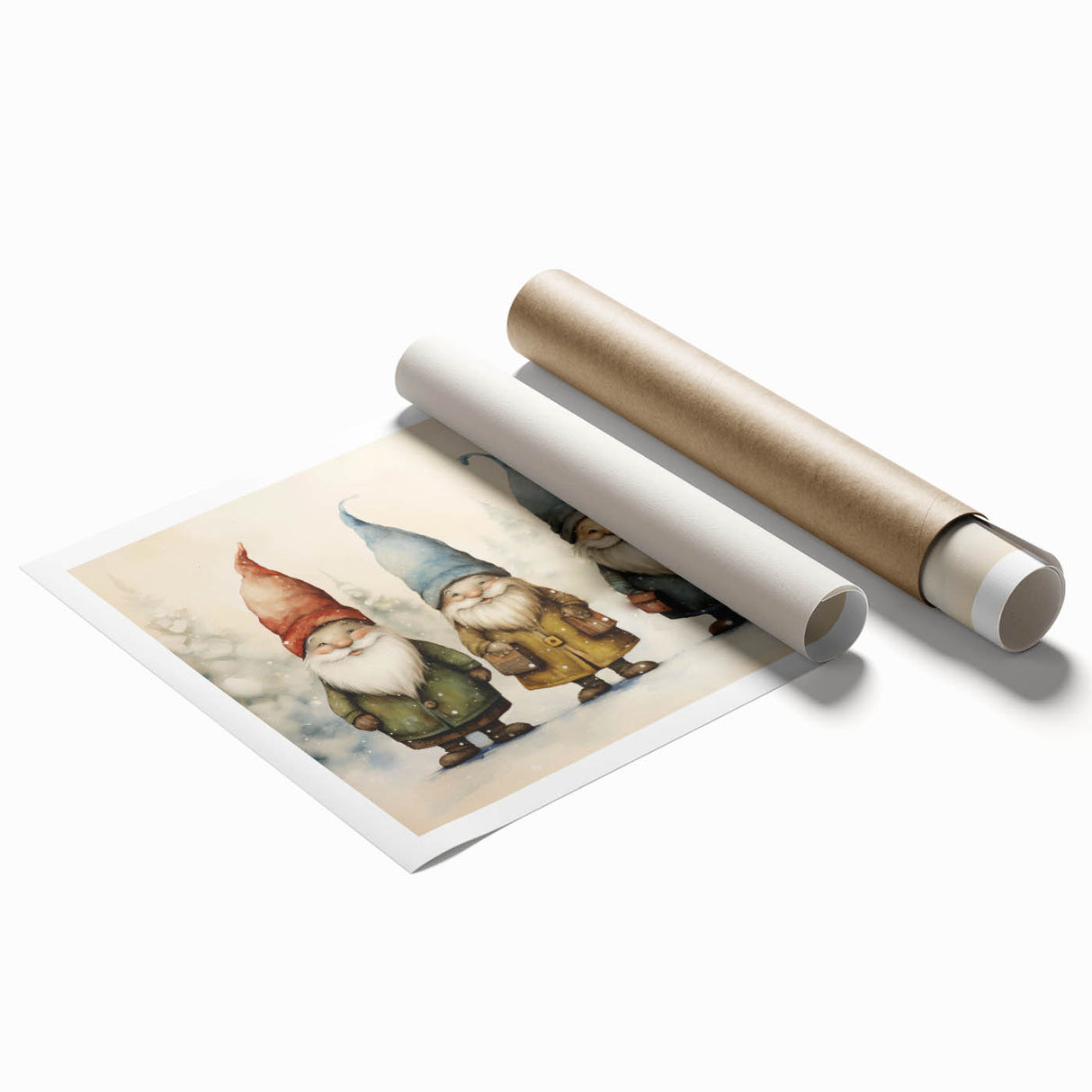 Festive Gnome Quartet – Playful Christmas Art Prints