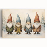 Festive Gnome Quartet – Playful Christmas Art Prints