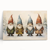 Festive Gnome Quartet – Playful Christmas Art Prints