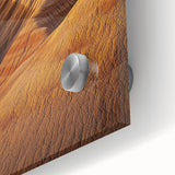 Close-up view of a vibrant desert landscape acrylic art piece, showcasing warm tones of orange and yellow, designed for modern home decor. Perfect for adding a touch of nature-inspired elegance.